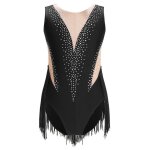Zdhoor enfant fille justaucorps gymnastique - strass brillant - noir - danse ballet - patinage - 5 - ...