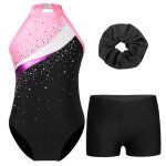 Zdhoor enfant fille justaucorps sans manche avec short gymnastique chouchou pour danse ballet patinage ...