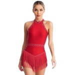 Zdhoor femme robe danse latine sans manches robe danse franges rumba samba soire danseuse
