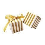 Zeaicos lot de 50 bo�tes � drag�es pour mariage anniversaire remise de dipl�me (ruban dor� � rayures ...