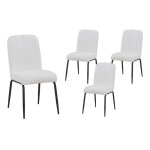 Zera - lot de 4 chaises en tissu bouclette blanc �cru pieds en m�tal noir