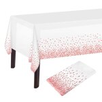 Zhan - 1 nappe  pois blanche or rose 137 x 274 cm nappe rectangulaire en plastique  pois or rose et ...