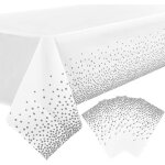 Zhan - lot de 4 nappes jetables 54 x 108 pouces nappe en plastique  pois argents dcorations de fte ...