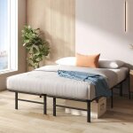 Zinus rumi lit 2 personnes lit 140x190 cm cadre de lit en mtal 33 cm de hauteur lit plateforme avec ...