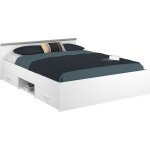 Zodiac lit adulte 140x190 cm - 2 tiroirs et 1 niche - contemporain - blanc mat Zodiac lit adulte 140x190 cm - 2 tiroirs et 1 niche - contemporain - blanc mat