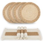 Zology lot de 6 sets de table tisss  la main toile de jute en coton naturel et pailles tisses dcoration ...