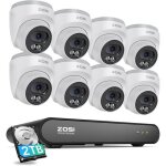Zosi 2. 5k kit camera surveillance 8ch 5mp nvr 2t 8 camra poe 4mp dtection de personne intelligente ...