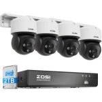 Zosi 4k 8ch 2tb kit cam�ra surveillance poe vue 360� d�tection ia audio bidirectionnel alarme sirene ...
