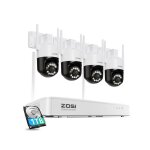 Zosi 5mp kit camra de surveillance wifi 6 camra pt  360 pour extrieure dtection de personne et ...