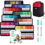 Zscm feutre marqueurs double pointe 160 couleurs avec pochette en toile non alcoolis cadeau idal pour ...