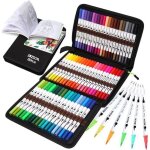 Zscm feutre marqueurs double pointe 60 couleurs avec pochette en toile non alcoolis cadeau idal pour ...
