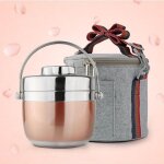 1. 5l boîte de repas boîte alimentaire garde - chaud inox avec sac isotherme or rose 1. 5l boîte de repas boîte alimentaire garde - chaud inox avec sac isotherme or rose