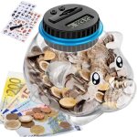 Tirelire electronique - lecoo - 18l - compteur de pi�ces lcd - pour enfants et adultes - blanc