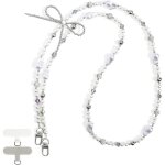 1 cordon de t�l�phone portable universel avec 2 patches bracelet de t�l�phone en perles avec design n?ud ...
