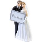 Figurine couple maris bonheur - noir / blanc - hauteur 15, 5 cm - dcoration de gteau de mariage