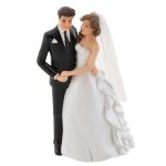 Figurine de mariage - chaks - couple de maris se tenant la main - blanc et noir