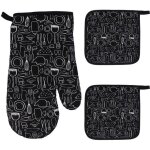 1 gants de four + 2 maniques grand gants de cuisine gants de four  micro - ondes gant coton doublure ...