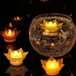 1 pc lotus bougie lumi�re r�aliste fleur flottant bougie lumi�re led sans flamme bougie lumi�res du th� ...