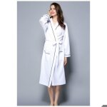 1 peignoir femme coton gaufr� l�ger et absorbant peignoir de bain �ponge pour spa et sauna blanc l .