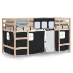 1 place - lit mezzanine pour enfant moderne simple - vidaxl - 2055x855x1135 cm - pour enfants avec rideaux ...