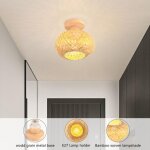 1 x plafonnier r�tro en bois et bambou �20cm lustre industriel e27 luminaire lampe vintage �clairage ...