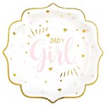 10 assiettes carton baby shower girl 21cm rose - vaisselle de fte