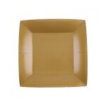 10 assiettes carton bio carr�es 23cm or - vaisselle de f�te