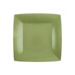 10 assiettes carton bio carres 23cm vert olive - vaisselle de fte