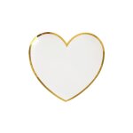 10 assiettes carton c?ur blanc et or 225 x 20 cm - blanc