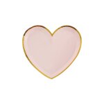 10 assiettes carton c?ur rose et or 225 x 20 cm - rose