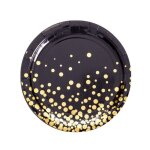 10 assiettes carton confettis or 22. 5cm noir - vaisselle de fte