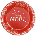 10 assiettes carton feuillage nol 22. 5cm rouge