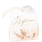 10 bo�tes carton bapt�me pampa fleur coton 5x7cm blanc