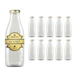 10 bouteilles en verre vides de 1000 ml - bouteilles en verre pour jus lait barbecue sauces - id�ales ...