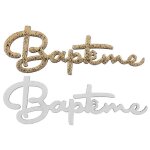 10 d�corations bapt�me bois 6x2cm or blanc