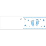 10 tiquettes papier pied bleu baptme garon