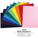 Feuilles de papier couleur a4 - multicolore - 220 grs - 10 couleurs - mixte - crativit illimite