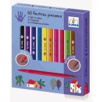 Feutres pinceaux - djeco - 10 feutres - pointe extra - fine - pinceau extrasoft - multicolore