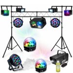10 jeux de lumiere + machine � fumee + portique dj light 3m id�al �clairage de sc�ne pour soir�e dansante ...