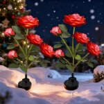 10 lampes solaires led fleur rose panneau monocristallin �tanche pour jardin all�e cimeti�re d�coration ...