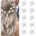 10 mini pinces � cheveux avec fleurs blanches et strasspinces � cheveux d�coratives pour mariageaccessoires ...