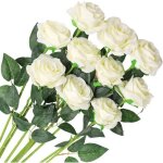 10 pcs artificielle rose soie fleurs faux bouquet de mariage dcoration maison jardin dcoration (blanc) ...