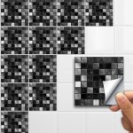 10 pice sticker cuisine muraux carrelage mosaque noir auto - adhsif impermable pvc autocollants tuile ...