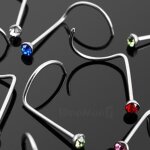Piercing nez - touchstone - courbe multicolore - acier inox - 10 pièces - strass Piercing nez - touchstone - courbe multicolore - acier inox - 10 pièces - strass