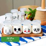 10 pot yaourt en verre avec couvercles décor émoticône bocal crème pot a dessert contenance 100 ml 10 pot yaourt en verre avec couvercles décor émoticône bocal crème pot a dessert contenance 100 ml