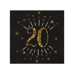 10 serviettes papier joyeux anniversaire 20 noir et or 18 33 x 33 cm - noir