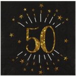 10 serviettes papier joyeux anniversaire 50 noir et or 18 33 x 33 cm - noir