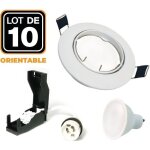 Lot de 10 spots encastrable orientable blanc avec gu10 led de 7w - europalamp - blanc froid 6000k - kit ...