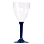 10 verres  vin pied bleu marine 160 ml - bleu