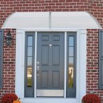 Auvent de porte entre marquise - marque - modle - blanc et gris - 100 cm - 150 cm - aluminium - polycarbonat ...